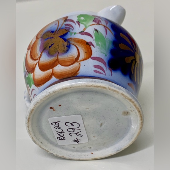 19th Century Antique Gaudy Welsh Ironstone Grape Pattern Miniature Pitcher Jug - Picture 7 of 16